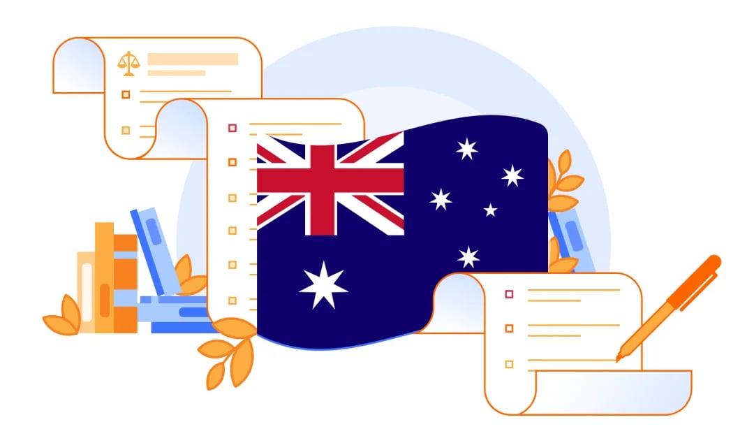 Australian flag with a long government checklist