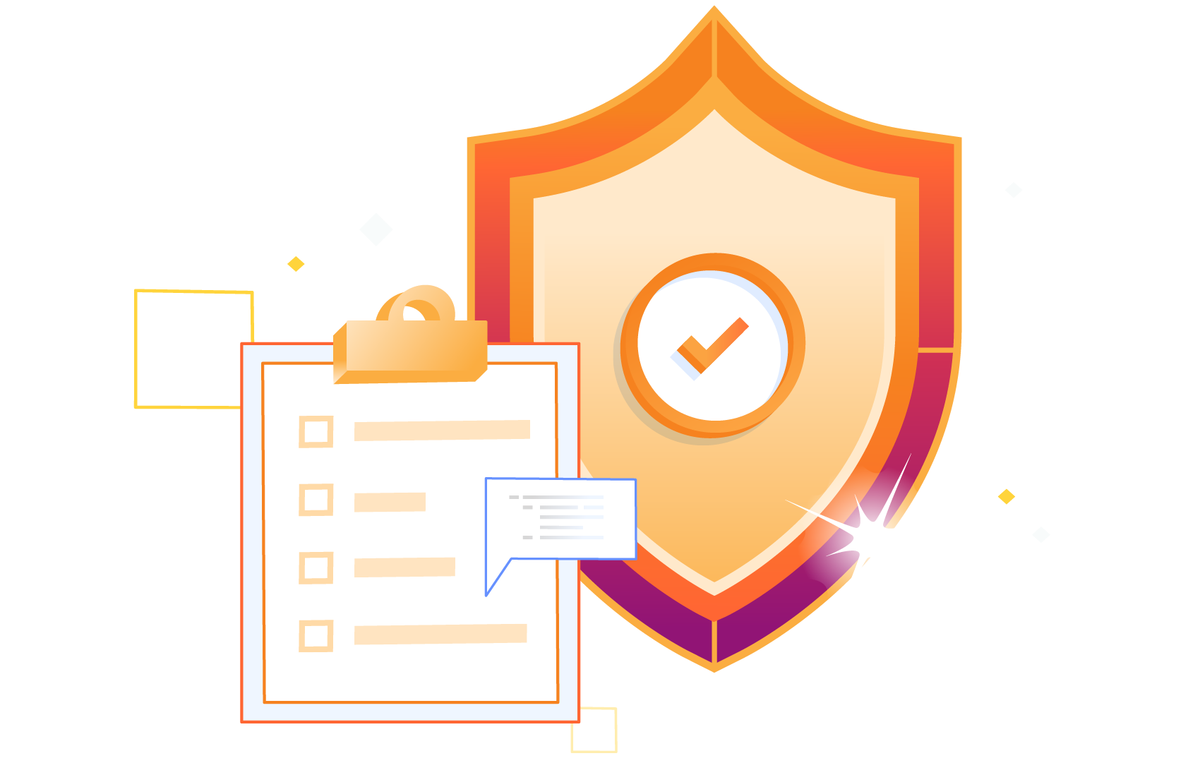 shield and clipboard illustration