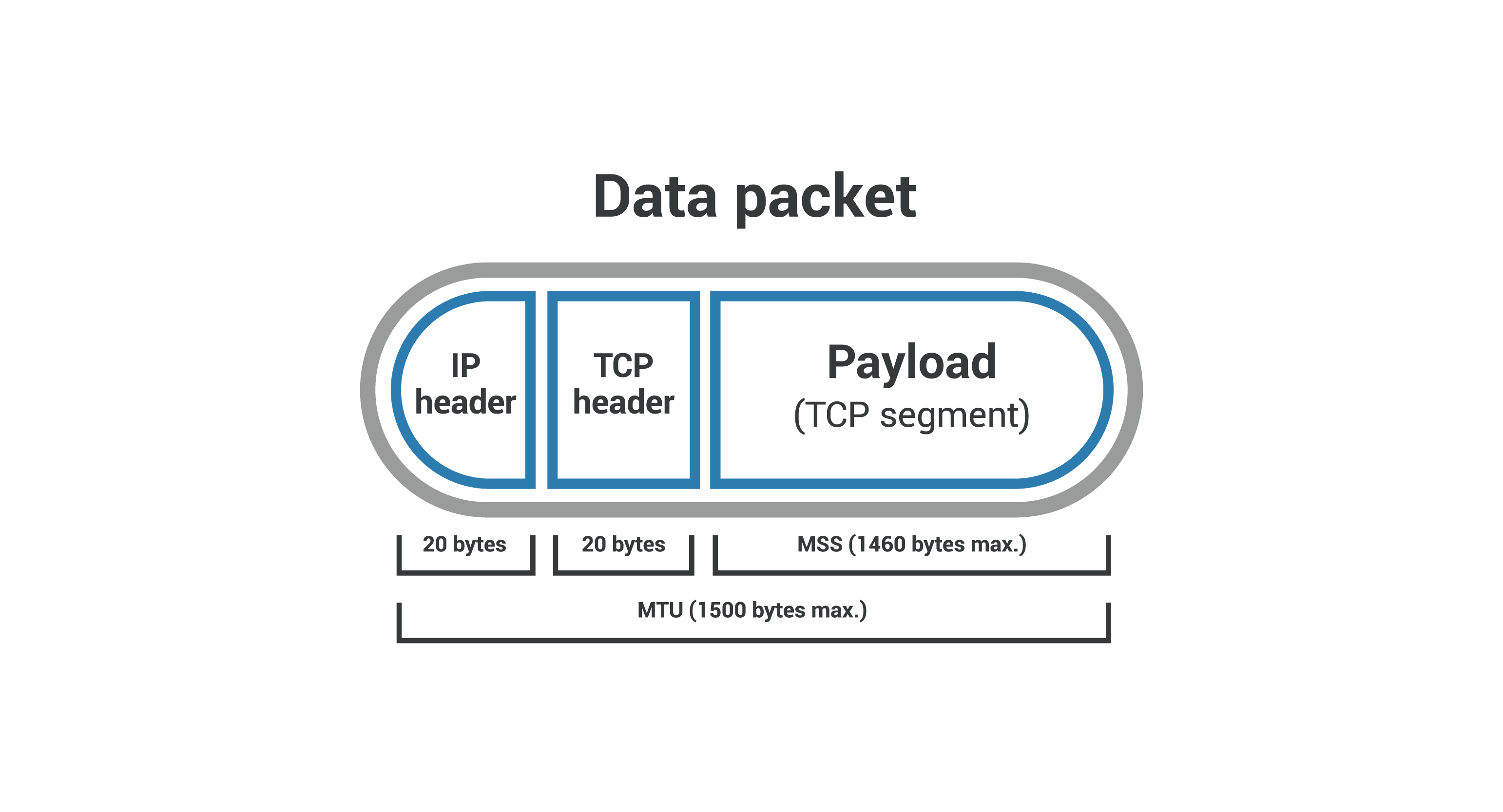 Paket-Header und Nutzlast von Datenpaketen – TCP-Segment und MSS